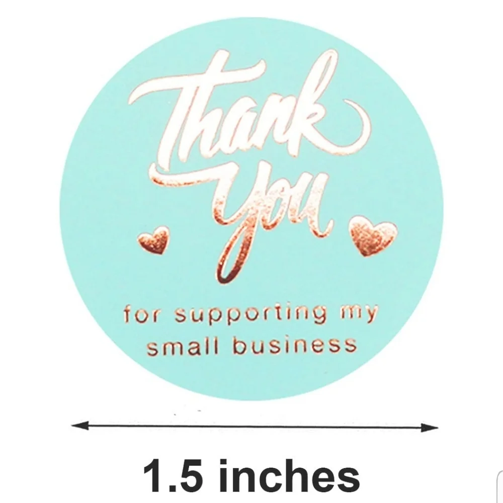 60 1.5” Aqua Thank You for Supporting My Small Busines Stickers